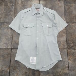 Vintage 80s Citadel Men's 15.5 Medium 469 Green Military Uniform Button Up Shirt